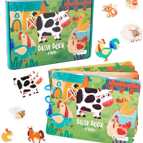 DIY Quiet Book for Toddlers, Montessori Busy Book for Kids Farm Animal Theme - Picture 1 of 14
